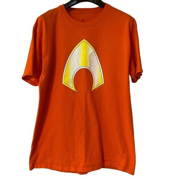 Graphitti Aquaman Symbol Men’s Orange Shirt - Picture 1 of 6